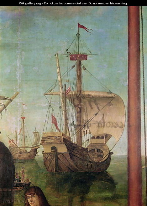 The Meeting and Departure of the Betrothed, from the St. Ursula Cycle, detail of a ship, 1490-96 - Vittore Carpaccio