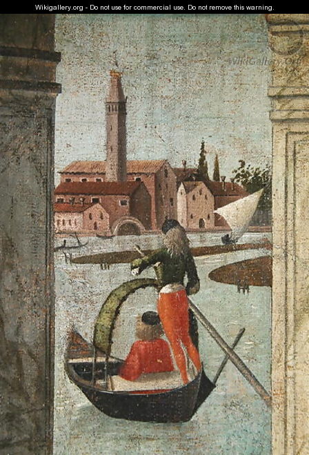 The Arrival of the English Ambassadors, from the St. Ursula Cycle, detail of a gondola, 1490-96 - Vittore Carpaccio