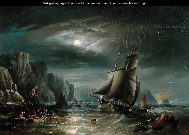 Moonlit Coastal Scene, 1840 - James Wilson Carmichael