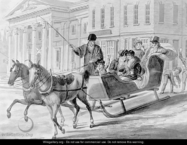 Winter Scene in Philadelphia  the Bank of the United States in the Background - John Lewis Krimmel