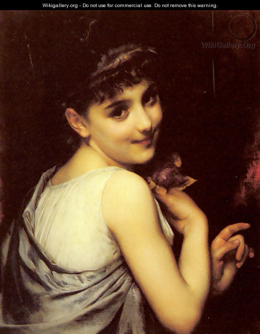 A Young Beauty Holding A Red Rose - Etienne Adolphe Piot