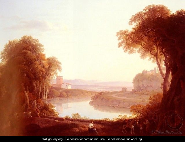 An Italianate Landscape With Figures And Donkeys In The Foreground - Jacob More