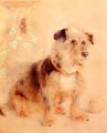 Terrier Seated Before A Canton Famille Rose Vase - William Huggins