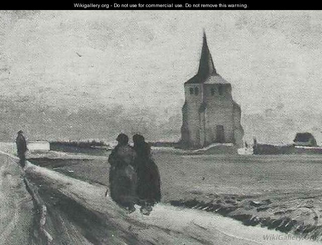 The Old Tower Of Nuenen With People Walking - Vincent Van Gogh