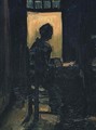 Peasant Woman Seated Before An Open Door Peeling Potatoes - Vincent Van Gogh