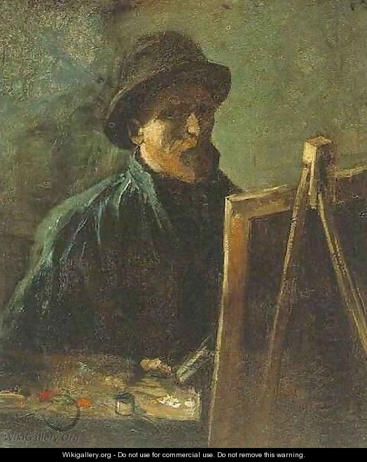Self Portrait With Dark Felt Hat At The Easel - Vincent Van Gogh