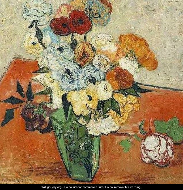 Japanese Vase With Roses And Anemones - Vincent Van Gogh