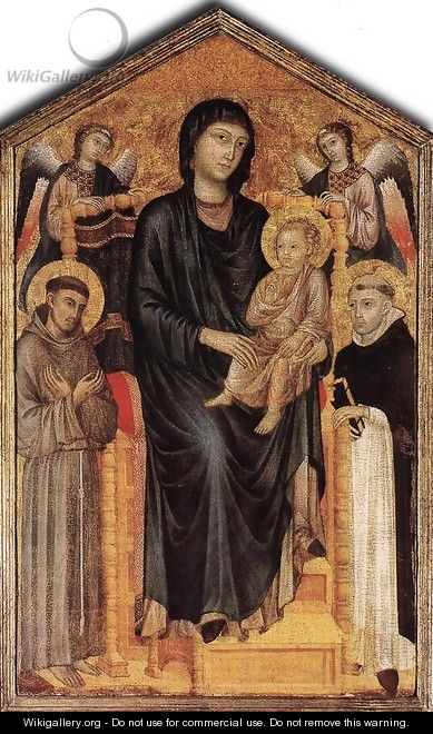 Madonna Enthroned with the Child, St Francis St. Domenico and two Angels - (Cenni Di Peppi) Cimabue