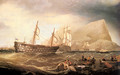 HMS Victory being towed into Gibraltar by HMS Neptune after the battle of Trafalgar - Charles Keith Miller