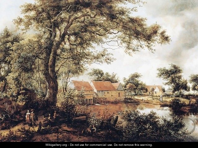 Wooded Landscape with Water Mill - Meindert Hobbema
