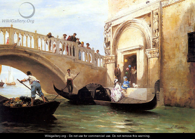 Le Depart pour la Promenade a Venise - Louis Claude Mouchot