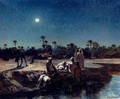 An Arab Encampment By Moonlight - Jean Baptiste Paul Lazerges