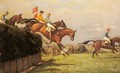 The Grand National Steeplechase: Really True and Forbia at Beecher's Brook - John Sanderson Wells