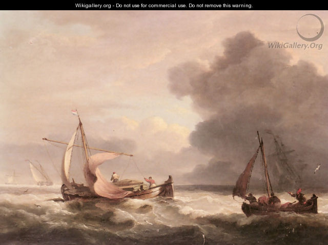 Dutch Barges In Open Seas - Thomas Luny