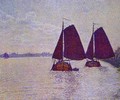 Barges On The River Scheldt - Theo Van Rysselberghe
