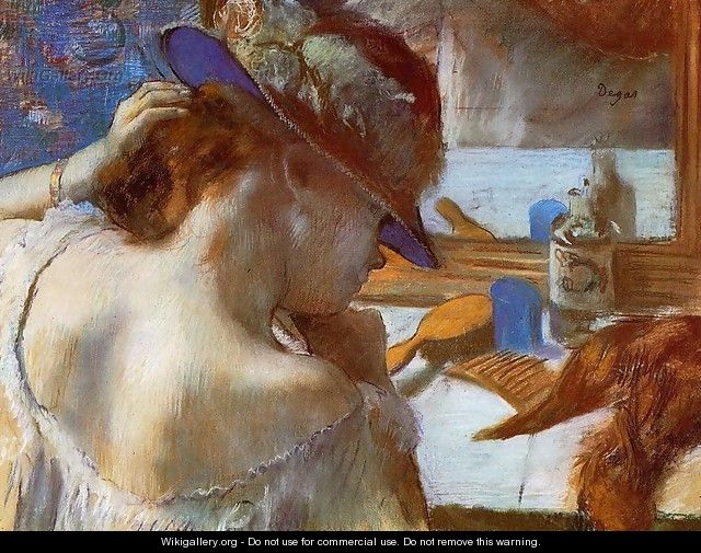 At The Mirror - Edgar Degas