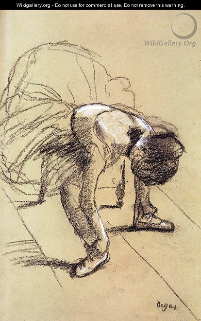 Seated Dancer Adjusting Her Shoes - Edgar Degas