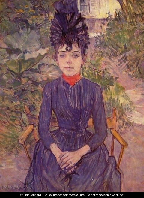 Portrait Of Justine Dieuhl In The Garden - Henri De Toulouse-Lautrec