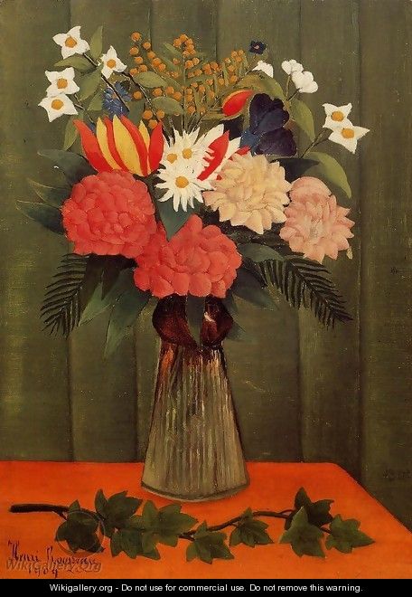 Bouquet Of Flowers With An Ivy Branch - Henri Julien Rousseau