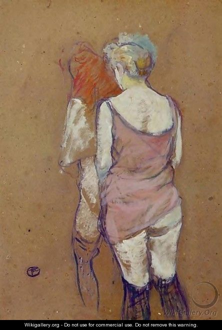 Two Half Naked Women Seen From Behind In The Rue Des Moulins Brothel - Henri De Toulouse-Lautrec